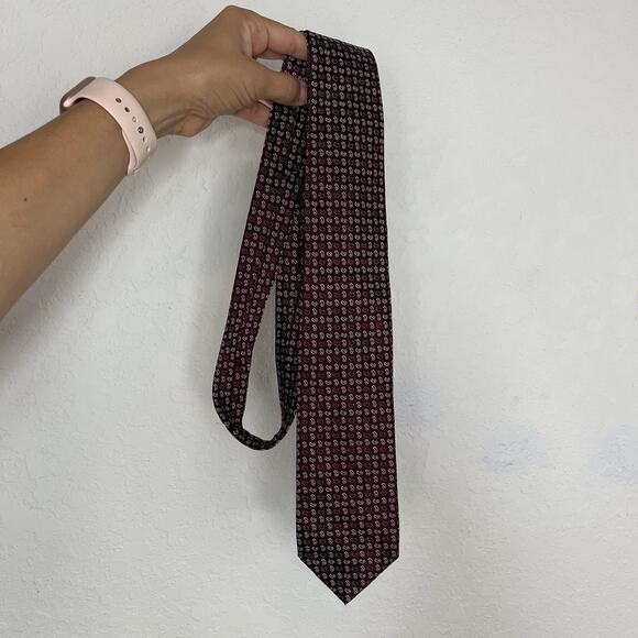 Modiliani 100% Silk Necktie made in Italy, paisley print burgundy, classic - Picture 1 of 6